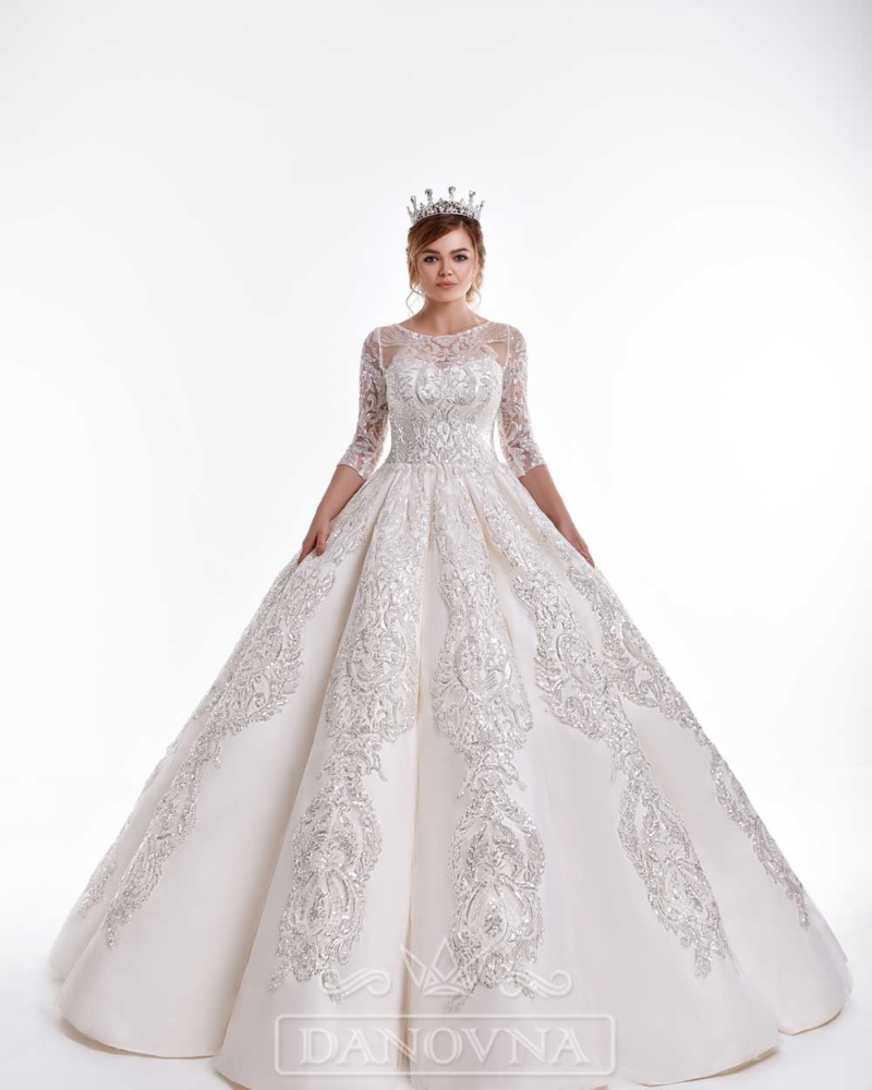 Prinsesse brudekjolermed lange ærmer ultimative