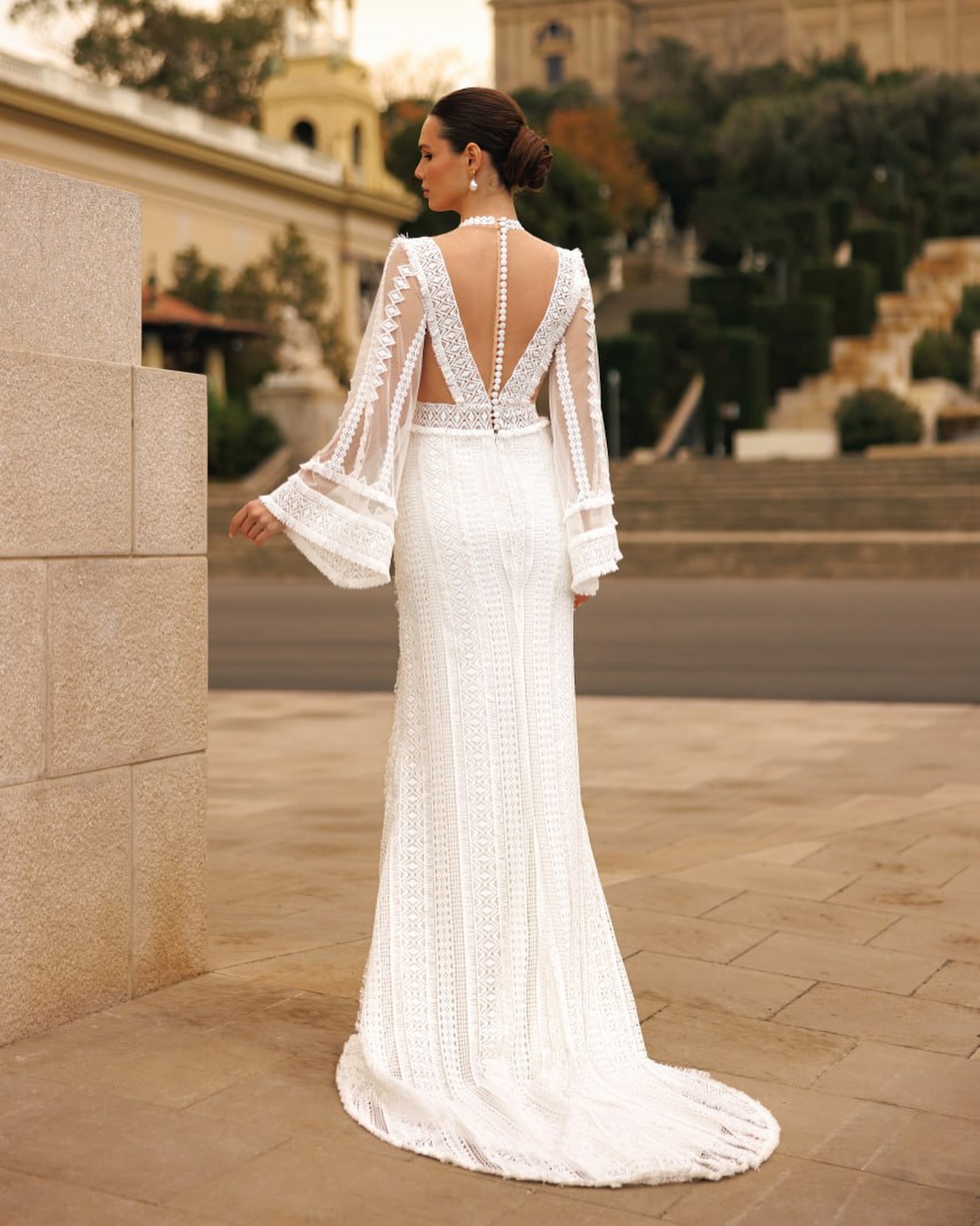 Bohemisk brudekjole med rmer