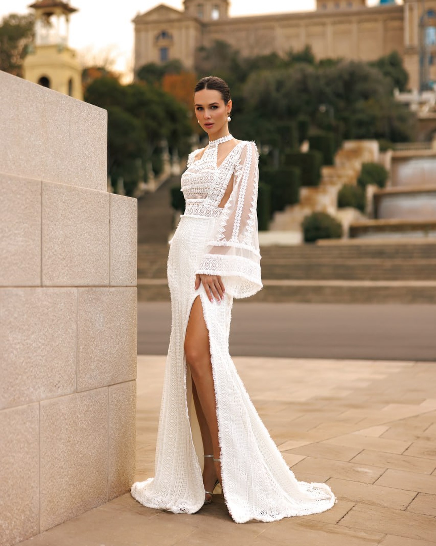 Bohemisk brudekjole med rmer