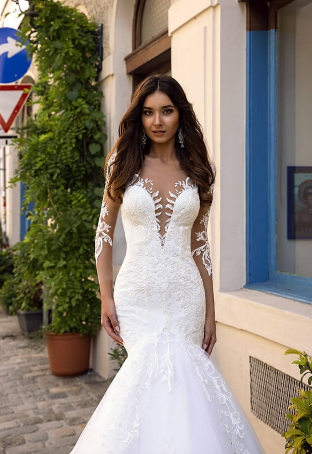 Havfrue brudekjole med tyl 