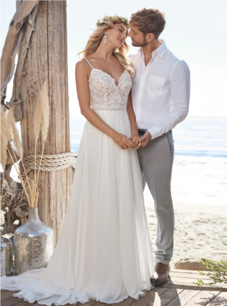 Brudekjole med strop og glimmer