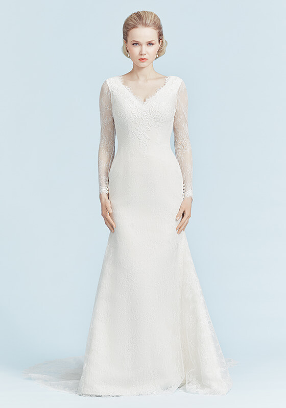 Total blonde og ærmer brudekjoler udsalg