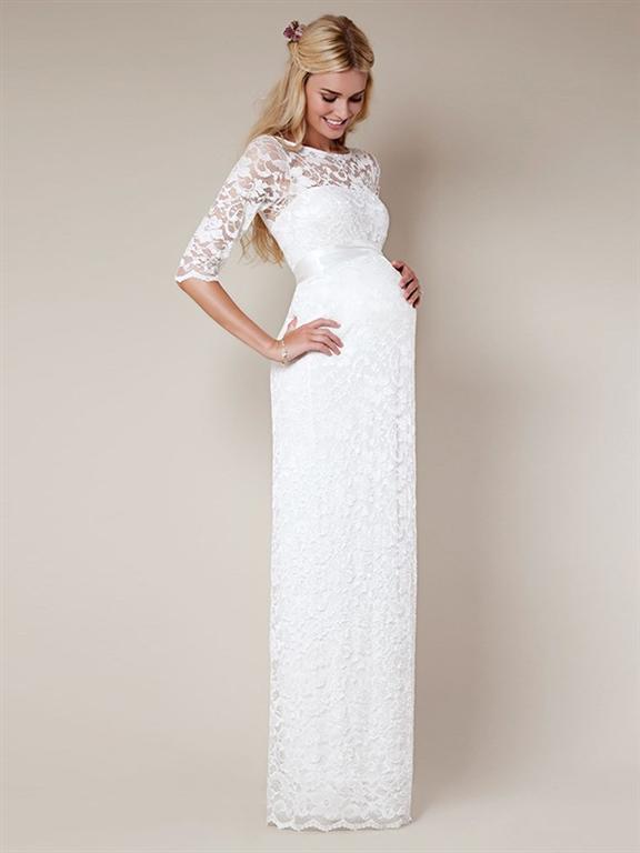 Brudekjole til gravide med blonder