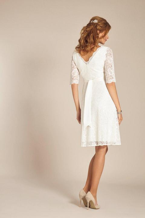 Noelle graviditets brudekjole kort med blonder ivory