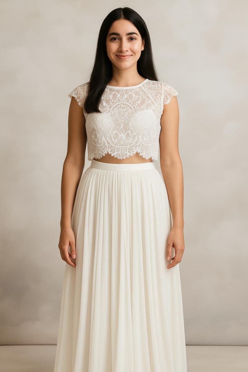 To delt blonde skørt brudekjole udsalg