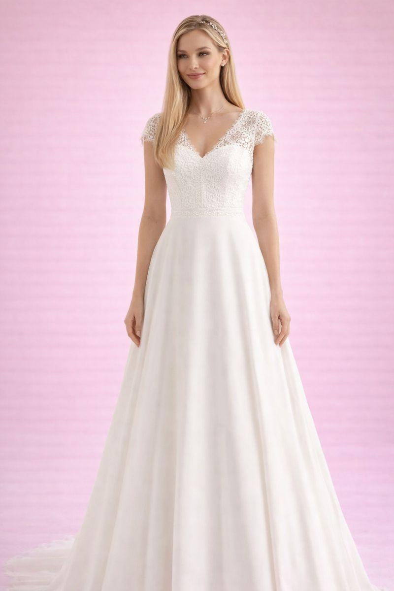 Amager brudekjole med lille fryns ærme