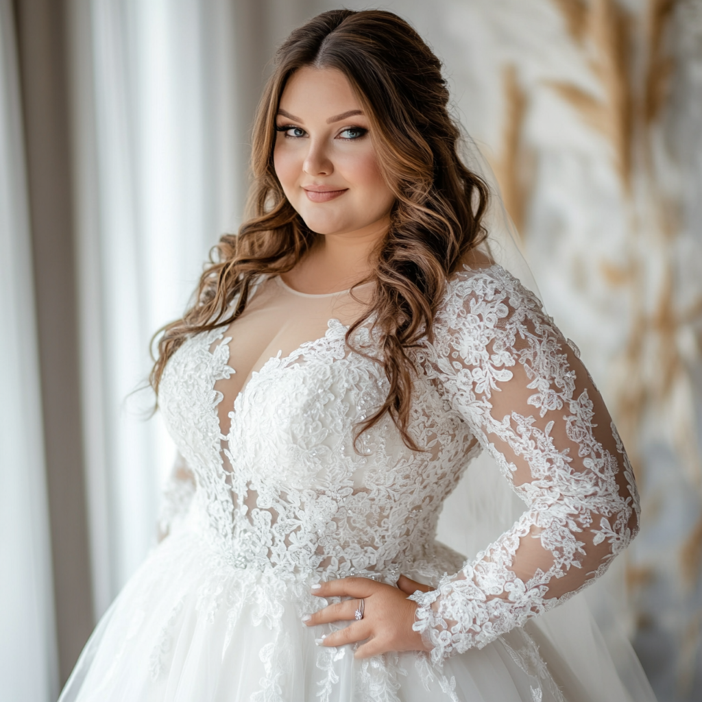Brudekjoler i plussize med ærmer 