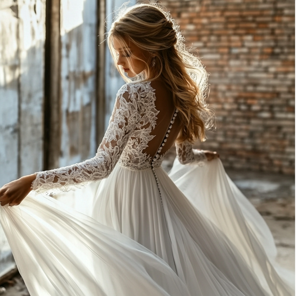 Brudekjoler med skørt og lange ærmer